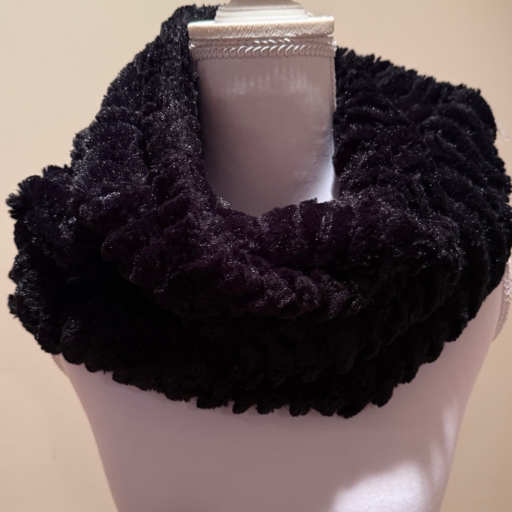 Icing Black Faux Fur Infinity Scarf